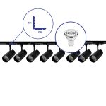 Set completo 1-Fase Rail L 2 x 2 Metro Nero | incl. 8x Faretti + GU10 2700K 3W Dimmerabile + Tappo Di Chiusura, Connettore di Alimentazione e L -Connettore