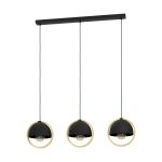 Eglo Luce Pendente Callow Acciaio Legna Nero Marrone | IP20 - Adatto per 3x E27 