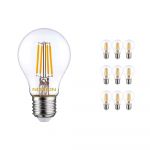 Confezione Multipack 10x Noxion Lucent LED E27 Pera Filamento Chiara 8.5W 1055lm - 827 Bianco Molto Caldo | Dimmerabile - Sostitutiva 75W