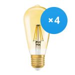 Confezione Multipack 4x Ledvance Vintage 1906 LED E27 Pera Chiara 6.5W 725lm - 824 Bianco Molto Caldo | Dimmerabile - Sostitutiva 55W