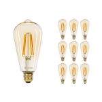 Confezione Multipack 10x Noxion Lucent LED E27 Edison Filamento Ambra 7.2W 630lm -  822 Bianco Molto Caldo | Dimmerabile - Sostitutiva 50W