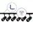 Set completo 1-Fase Rail L 1 x 1 Metro Nero | incl. 6x Faretti + GU10 2700K 3W Dimmerabile + Tappo Di Chiusura, Connettore di Alimentazione e L -Connettore