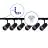 Set completo 1-Fase Rail L 1,5 x 1,5 Metro Nero | incl. 6x Faretti + GU10 2700K 3W Dimmerabile + Tappo Di Chiusura, Connettore di Alimentazione e L -Connettore