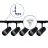Set completo 1-Fase Rail L 1 x 2 Metro Nero | incl. 5x Faretti + GU10 2700K 3W Dimmerabile + Tappo Di Chiusura, Connettore di Alimentazione e L -Connettore