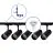 Set completo 1-Fase Rail L 1 x 1,5 Metro Nero | incl. 5x Faretti + GU10 2700K 3W Dimmerabile + Tappo Di Chiusura, Connettore di Alimentazione e L -Connettore