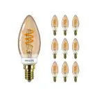 Confezione Multipack 10x Philips MASTER Value LEDcandle E14 Vintage Filamento Oro 2.5W 136lm - 927 Bianco Molto Caldo | Miglior resa cromatica - Dimmerabile - Sostitutiva 25W