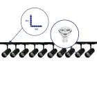 Set completo 1-Fase Rail L 2 x 2 Metro Nero | incl. 10x Faretti + GU10 2700K 3W Dimmerabile + Tappo Di Chiusura, Connettore di Alimentazione e L -Connettore